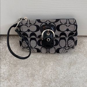 Black and gray coach wristlet